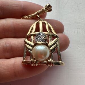 Vtg Carolee Golden Bird In Cage The Similar To Cartier One Brooch Pin